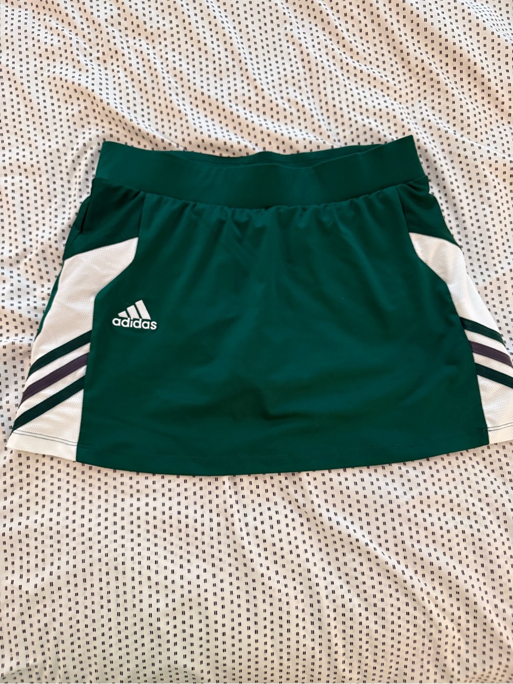 adidas Dark Green Athletic Skort with White Side Panels